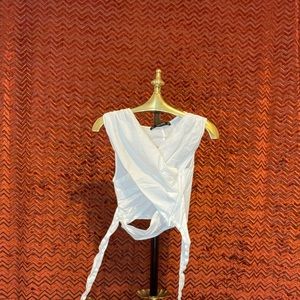Zara Basic White Criss-Cross Top